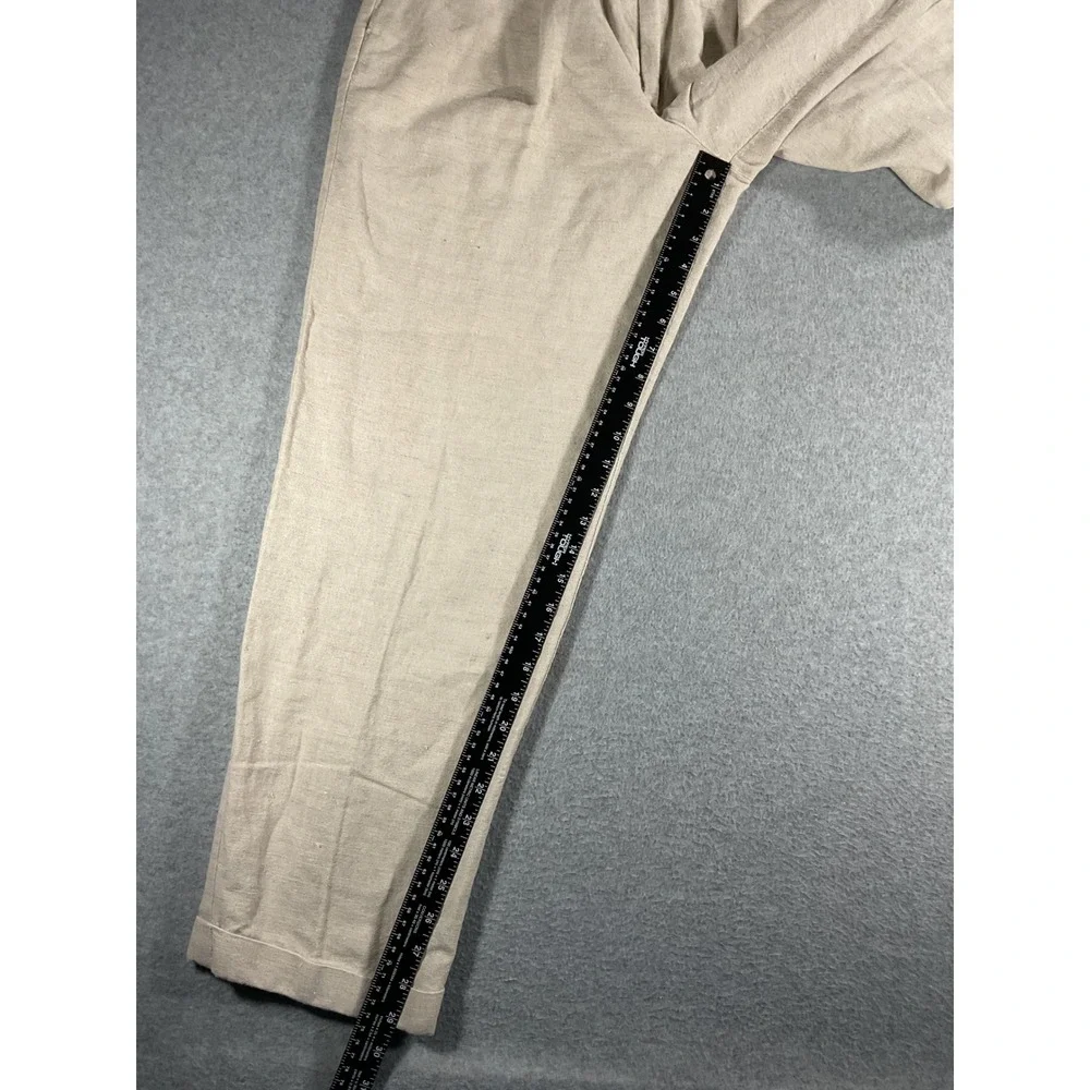 Dockers Premium Mens 33x32 Linen Cotton Pleated Relaxed Fit Cuffed Pants 1482